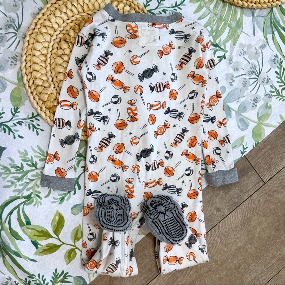 Rare Burt's Bees Baby Candy Print Halloween Zip Footie Pajamas 12 Months Unisex